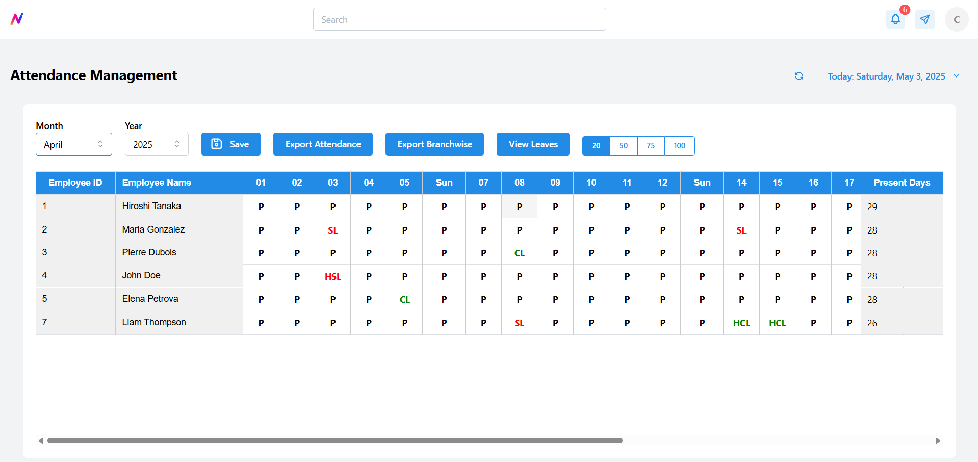 Manual Attendance Management