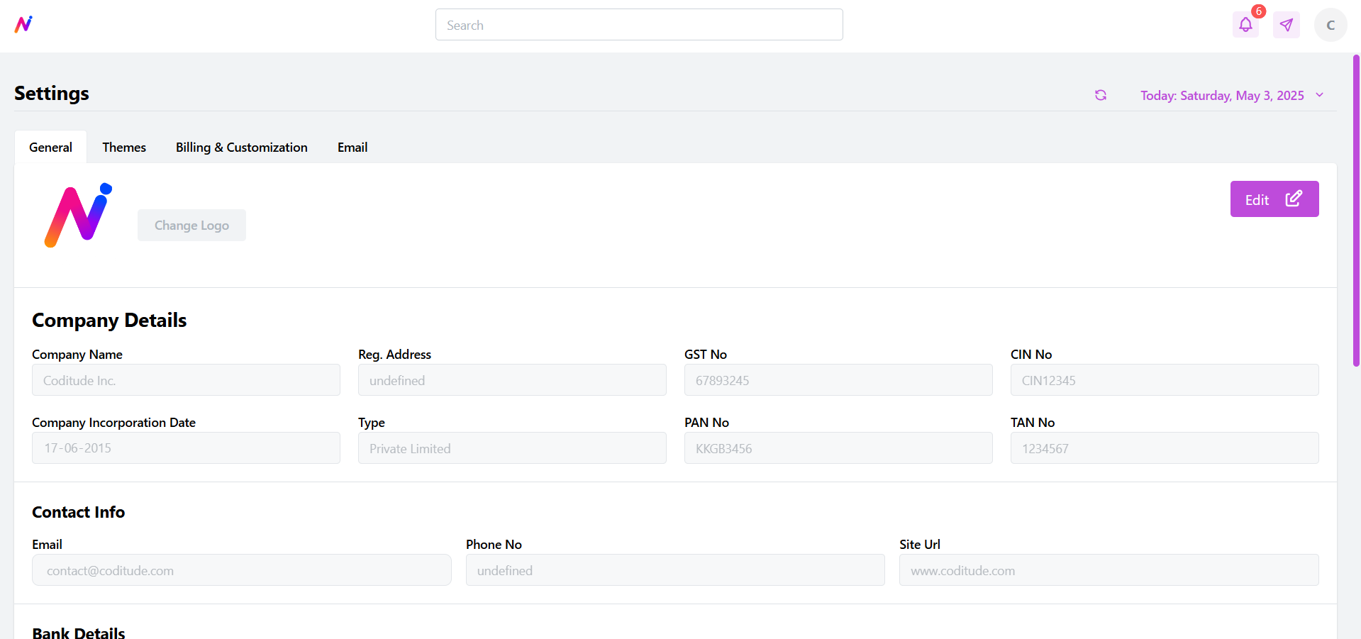 Settings & Branch